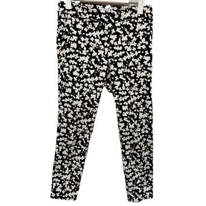 Carolina Belle Montreal Pants Women's 6 Black White Floral Print Stretch Pull On